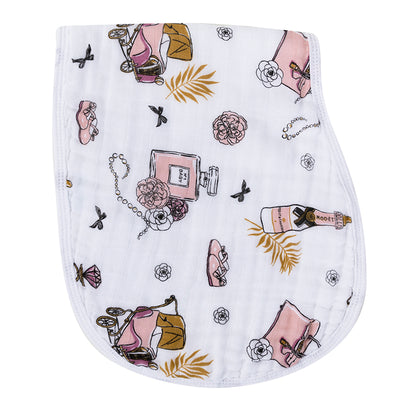 Champagne Dreams Burp Cloth and Bib