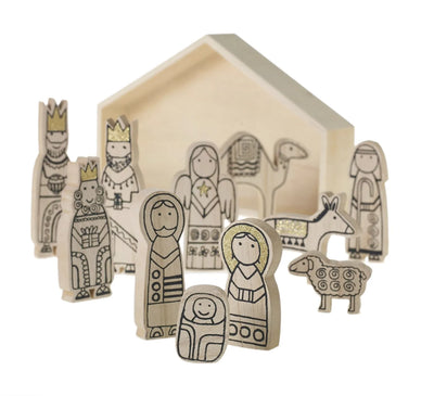 Wooden Nativity Set- Natural Finish