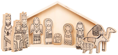 Wooden Nativity Set- Natural Finish